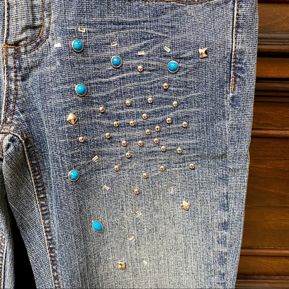 Low Rise Flare Embellished Jeans | 3 - Picture 2 of 7